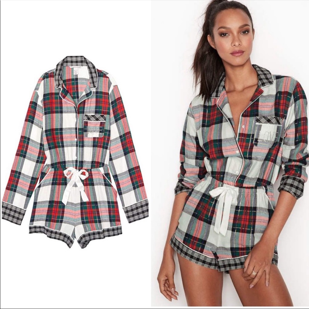 VICTORIA'S SECRET FLANNEL SLEEP ROMPER PJ’s